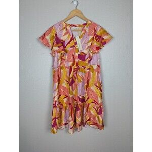 Love And Promises Size Medium Colorful Rayon Swirl Mini Dress